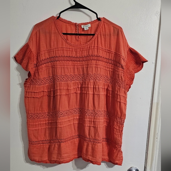 Sundance Tops - Sundance Embroidered Lace Eyelet Top XXL Orange  Boho Blouse Coastal Cottagecore